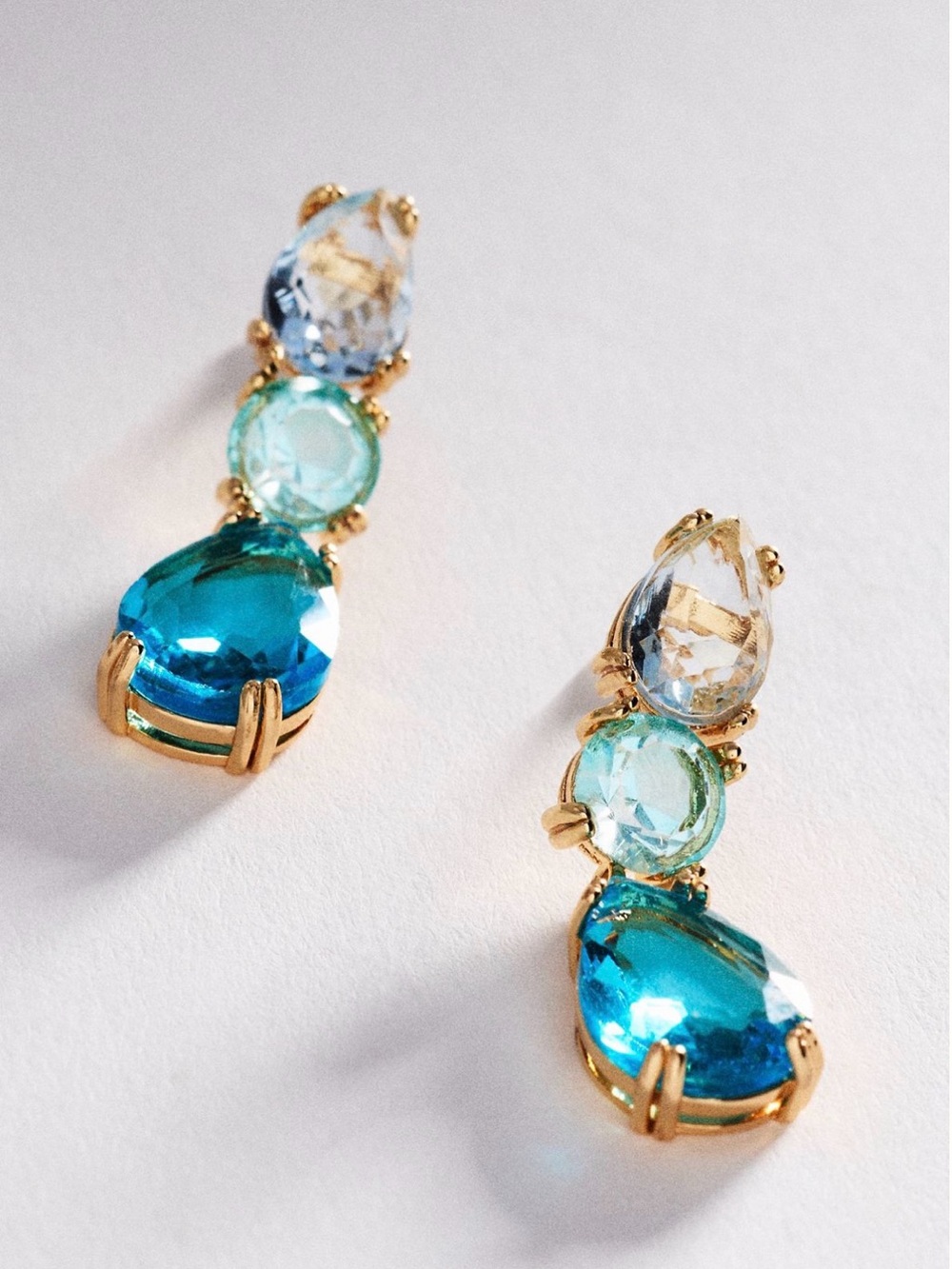 NWT Anthropologie Gradient Crystal Gold-Tone Drop Earrings